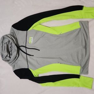 Victoria Secret Pink Ultmate Cowl Neck Sweatshirt Neon Yellow Black XS Women's